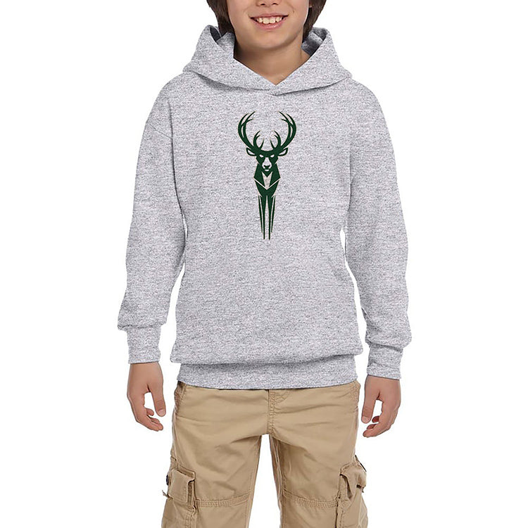 Milwaukee Bucks Logo Gri Çocuk Kapşonlu Sweatshirt