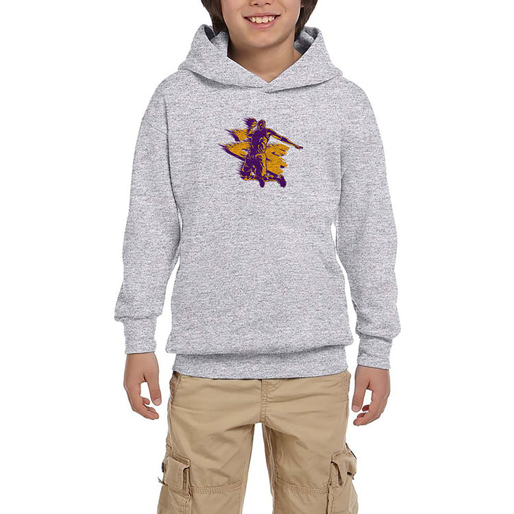 Kobe Bryant Silhouette Gri Çocuk Kapşonlu Sweatshirt