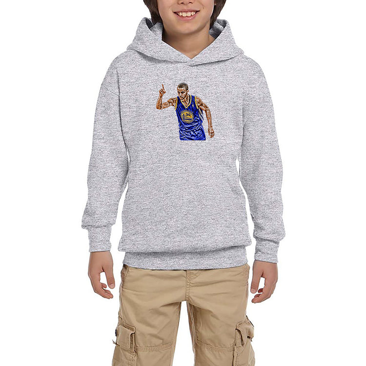 Stephen Curry 30 Warriors Gri Çocuk Kapşonlu Sweatshirt