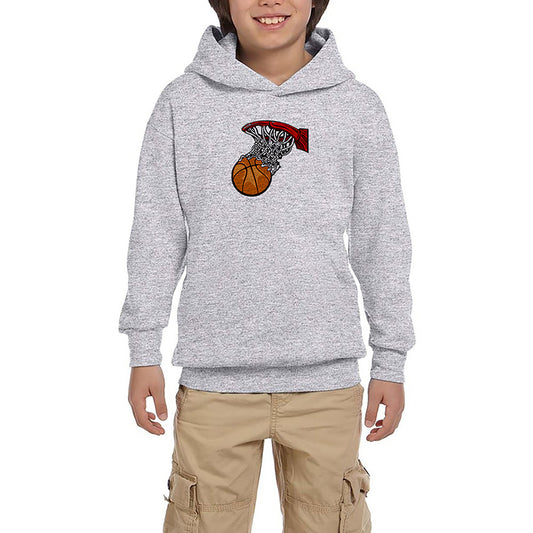 Basketball Hoop Gri Çocuk Kapşonlu Sweatshirt