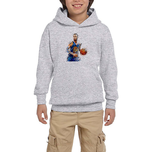 Stephen Curry Blue Silhouette Gri Çocuk Kapşonlu Sweatshirt