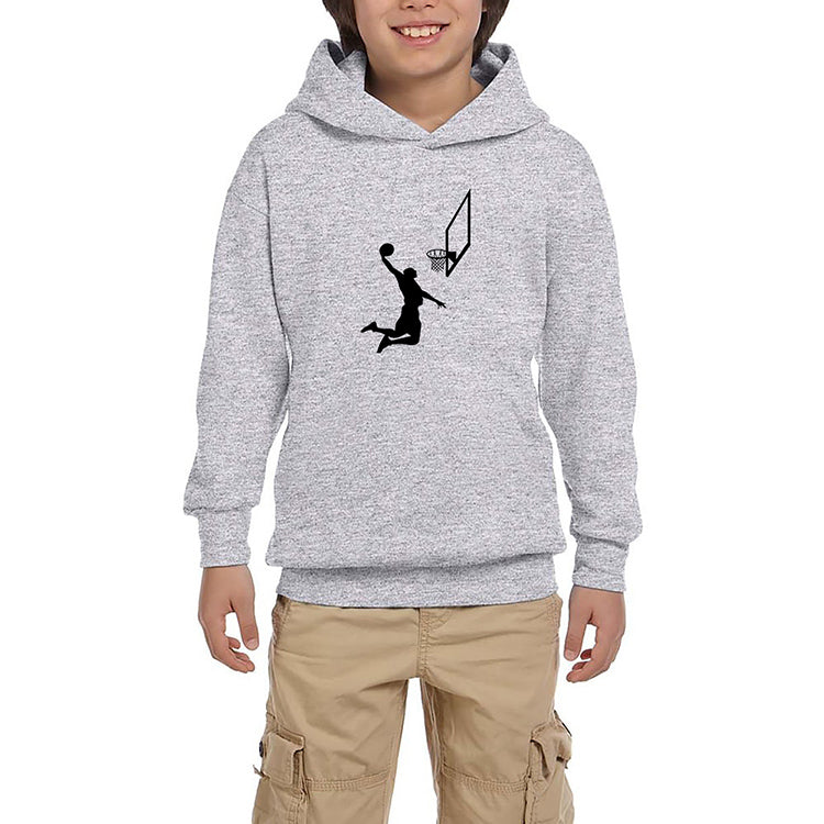 Basketball Smack Silhouette Gri Çocuk Kapşonlu Sweatshirt