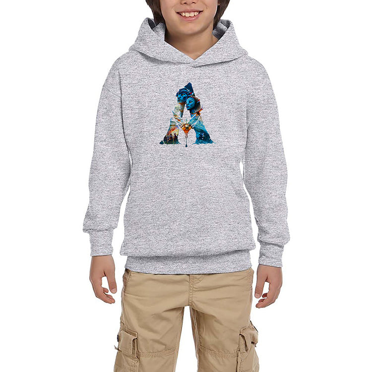 Avatar The Way Of Water Siluet Gri Çocuk Kapşonlu Sweatshirt