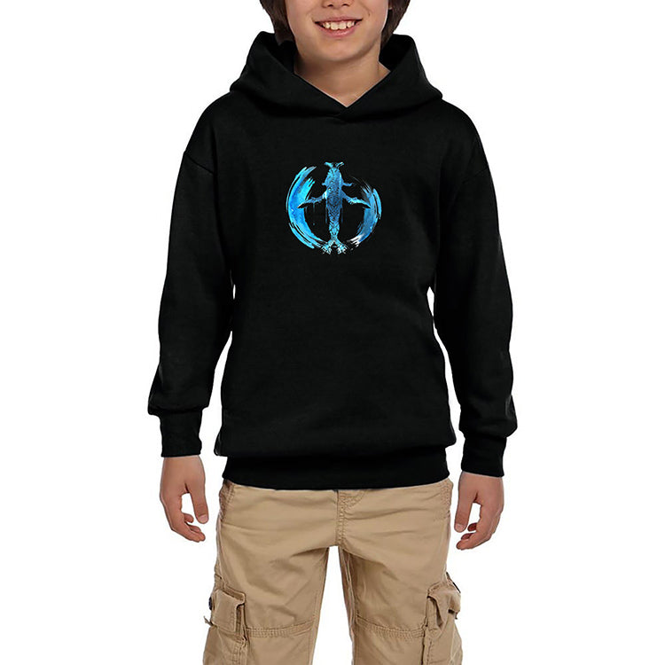 Avatar The Way of Water Tulkun Tribal Siyah Çocuk Kapşonlu Sweatshirt