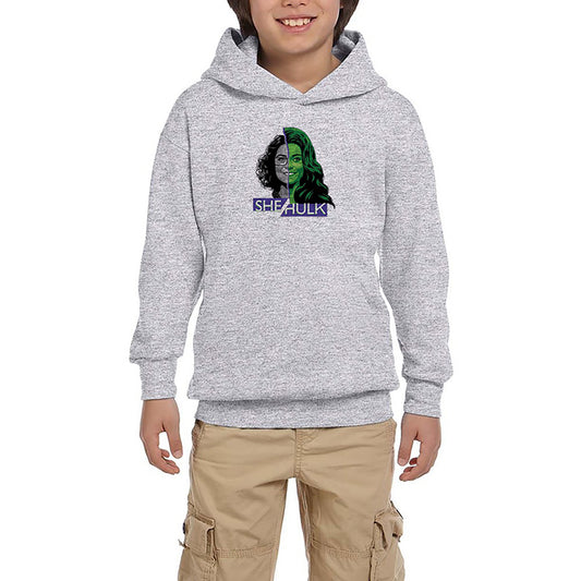 She Hulk Face Gri Çocuk Kapşonlu Sweatshirt