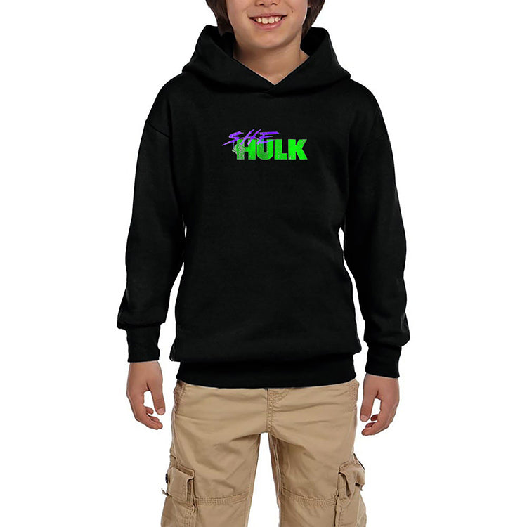 She Hulk Logo Siyah Çocuk Kapşonlu Sweatshirt