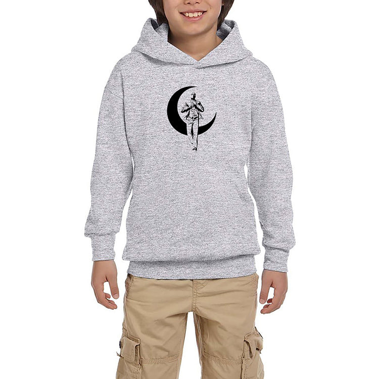 Moon Knight Sketch Gri Çocuk Kapşonlu Sweatshirt