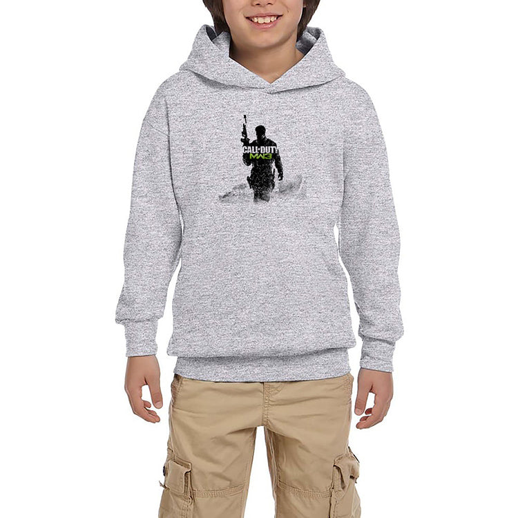 Call Of Duty Silhouette M3 Gri Çocuk Kapşonlu Sweatshirt