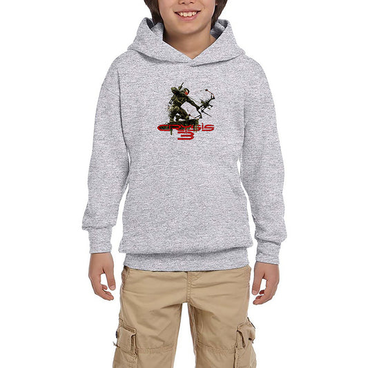 Crysis Level Three Warrior Gri Çocuk Kapşonlu Sweatshirt