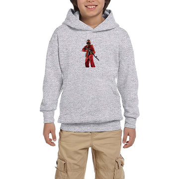 GTA Robber In Red Suit Man Gri Çocuk Kapşonlu Sweatshirt