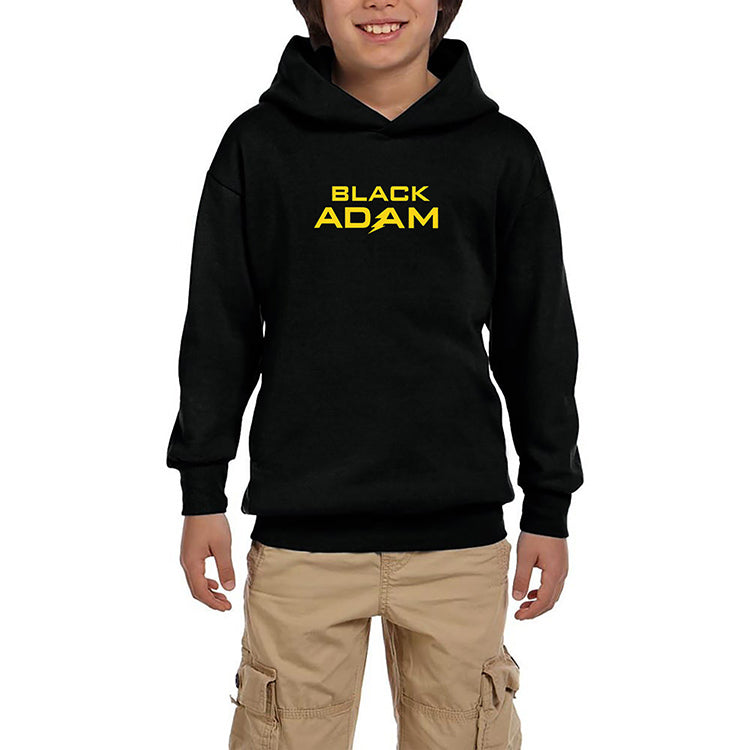 Black Adam Yellow Text Siyah Çocuk Kapşonlu Sweatshirt