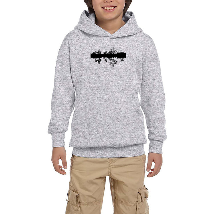 Black Tree Reflection Gri Çocuk Kapşonlu Sweatshirt