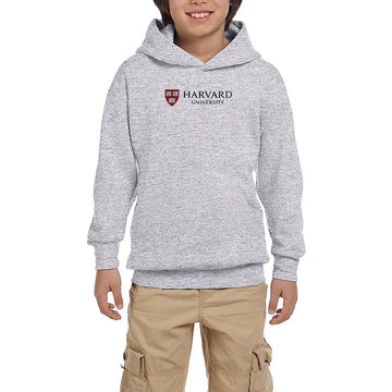 Harvard University Logo Text Gri Çocuk Kapşonlu Sweatshirt