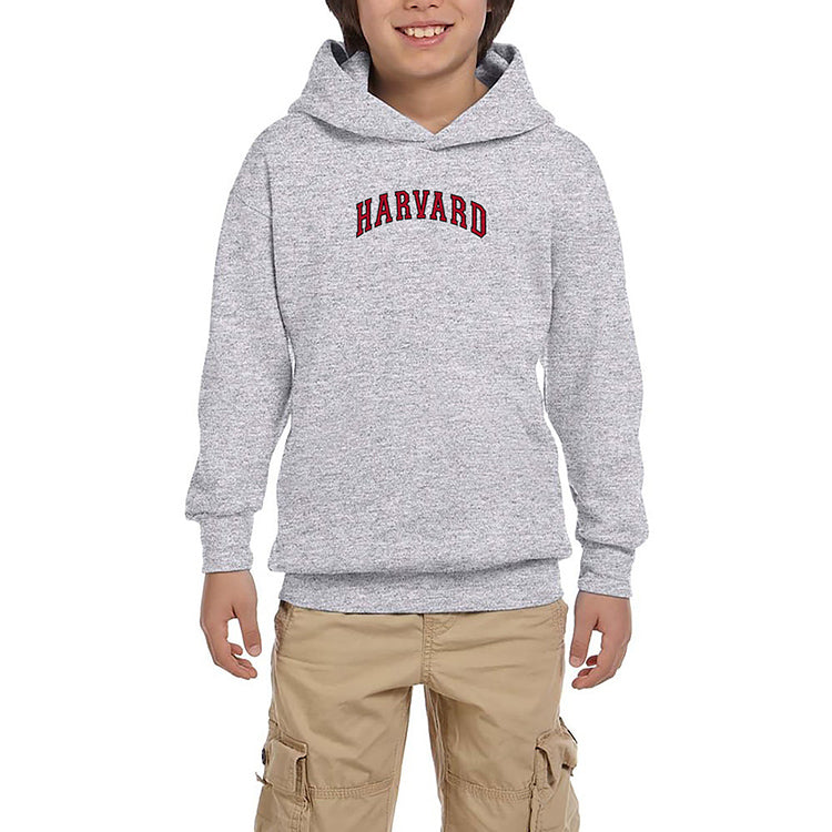 Harvard University Red Text Gri Çocuk Kapşonlu Sweatshirt