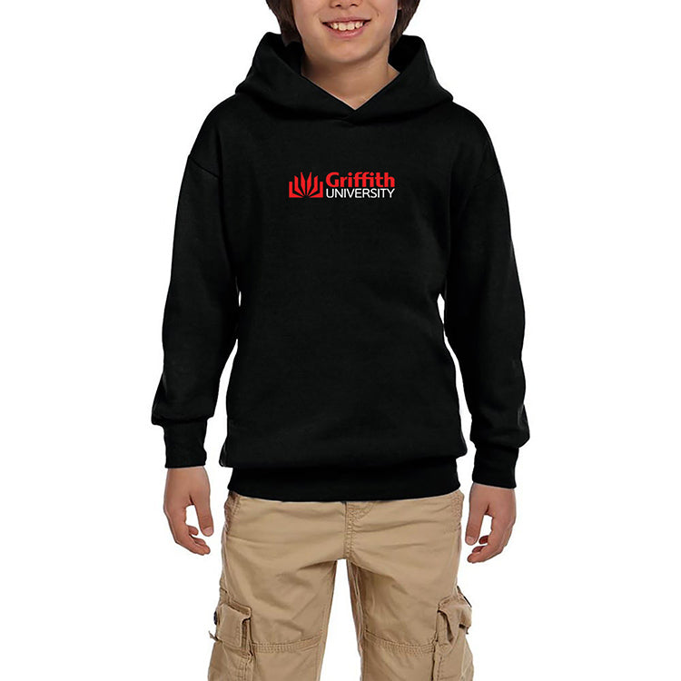 Griffith University Red Logo Siyah Çocuk Kapşonlu Sweatshirt