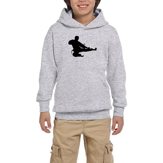 Taekwondo Karate Silhouette Gri Çocuk Kapşonlu Sweatshirt