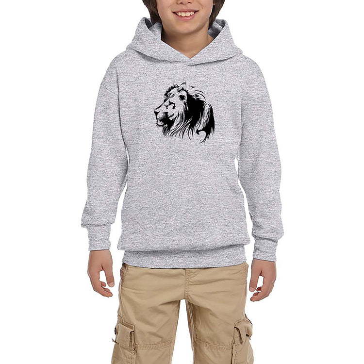 Black Lion Silhouette Gri Çocuk Kapşonlu Sweatshirt