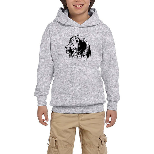 Black Lion Silhouette Gri Çocuk Kapşonlu Sweatshirt