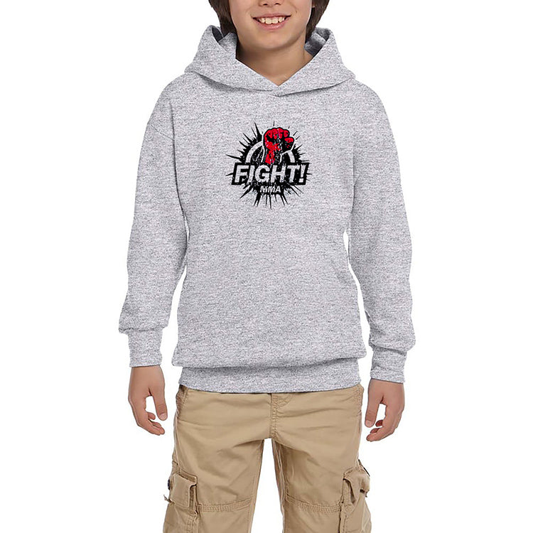 Boxing Fight MMA Gri Çocuk Kapşonlu Sweatshirt