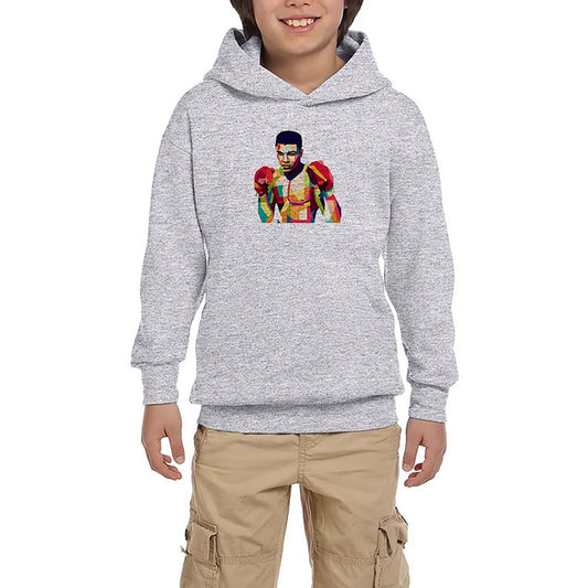 Muhammed Ali Mozaik Gri Çocuk Kapşonlu Sweatshirt