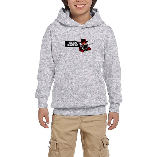 Red Dead Redemption 2 Afiş Gri Çocuk Kapşonlu Sweatshirt