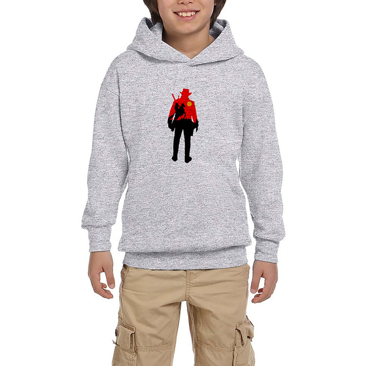 Red Dead Redemption 2 Cowboy Gri Çocuk Kapşonlu Sweatshirt