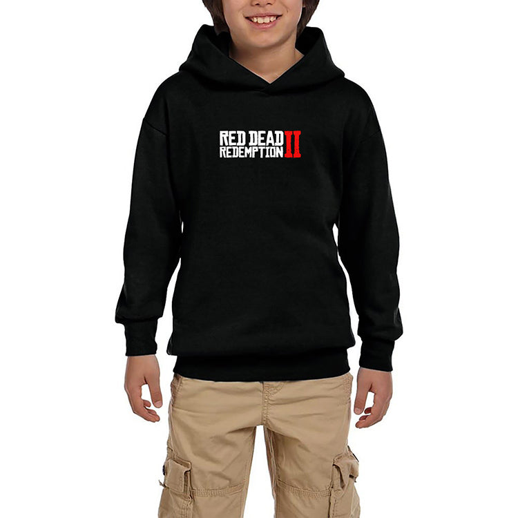 Red Dead Redemption 2 Text Siyah Çocuk Kapşonlu Sweatshirt