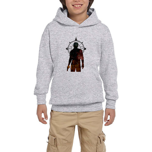 Uncharted 4 Nathan Drake Adventure Gri Çocuk Kapşonlu Sweatshirt