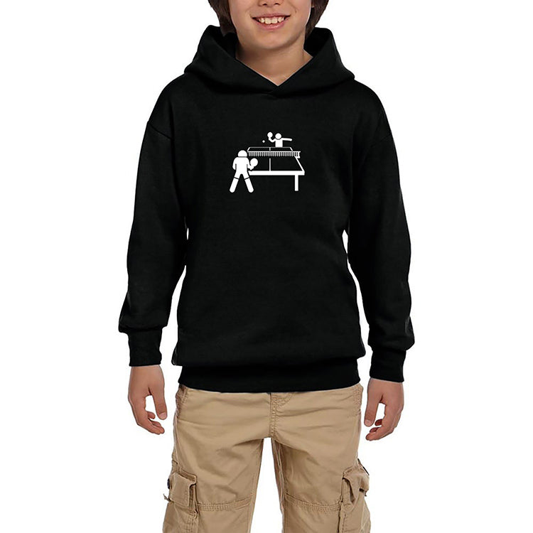 Ping Pong Table Tennis Round Siyah Çocuk Kapşonlu Sweatshirt