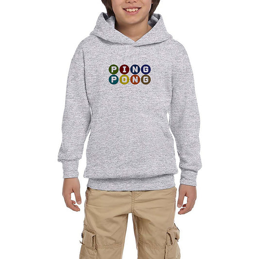 Ping Pong Text Colored Gri Çocuk Kapşonlu Sweatshirt