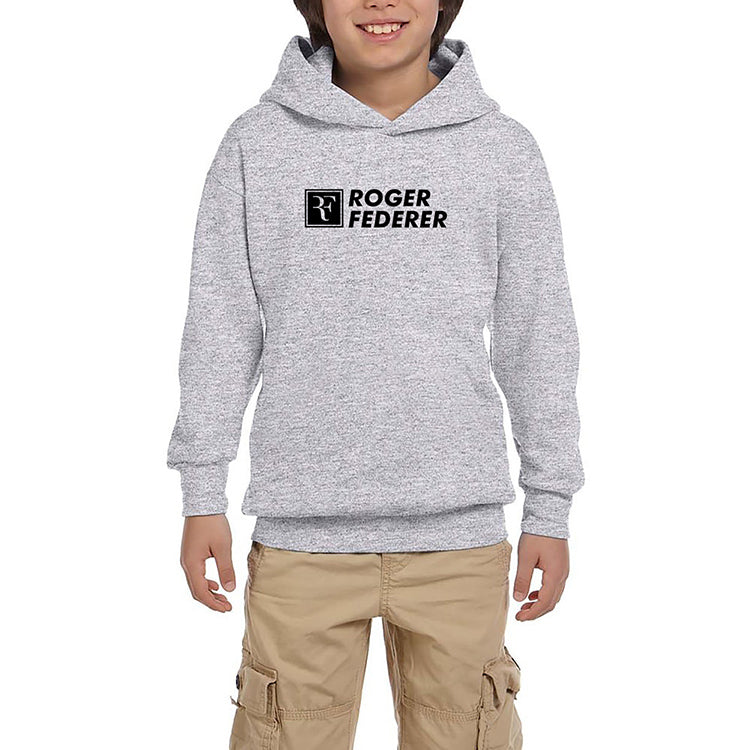Roger Federer Text Gri Çocuk Kapşonlu Sweatshirt
