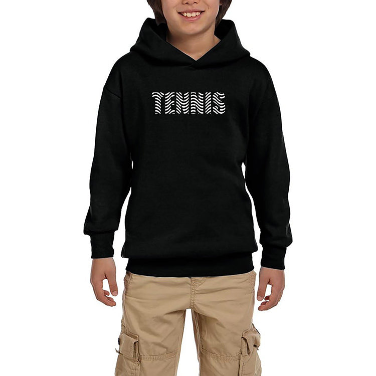 Tennis Text Siyah Çocuk Kapşonlu Sweatshirt