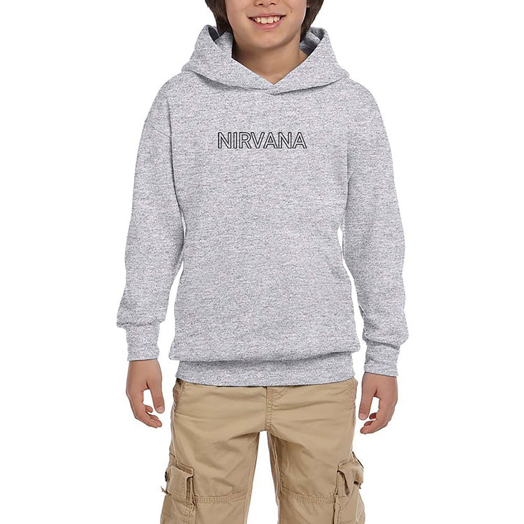 Nirvana Yazı Gri Çocuk Kapşonlu Sweatshirt