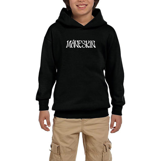 Maneskin Yazı Siyah Çocuk Kapşonlu Sweatshirt