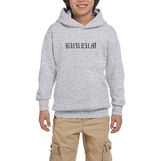 Burzum Logo Yazı White Gri Çocuk Kapşonlu Sweatshirt