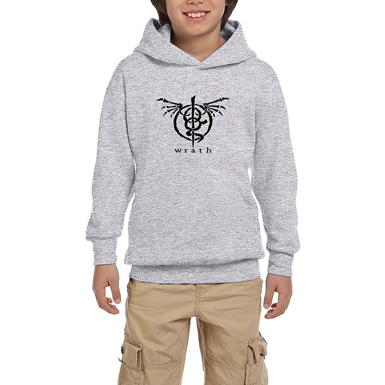 Lamb of God Wrath Logo Gri Çocuk Kapşonlu Sweatshirt