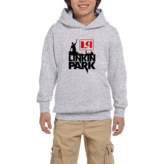 Linkin Park Afiş Gri Çocuk Kapşonlu Sweatshirt