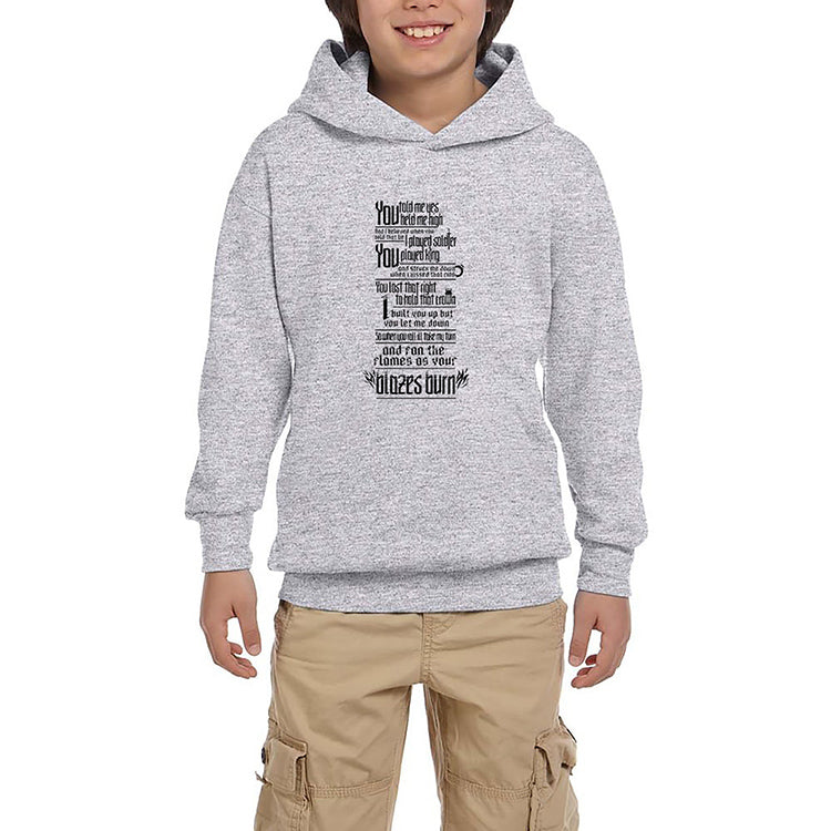 Linkin Park Burn It Down Gri Çocuk Kapşonlu Sweatshirt