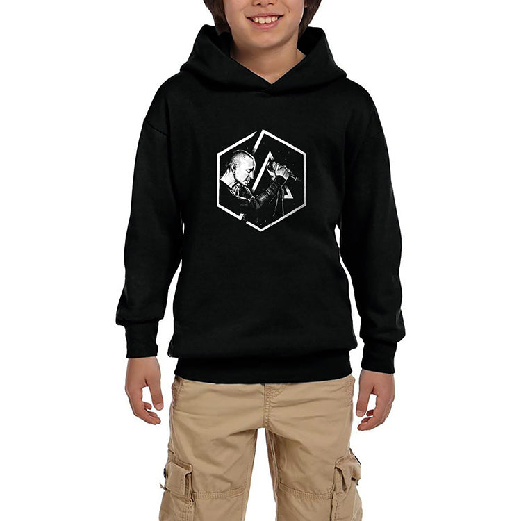 Linkin Park Chester Logo Siyah Çocuk Kapşonlu Sweatshirt