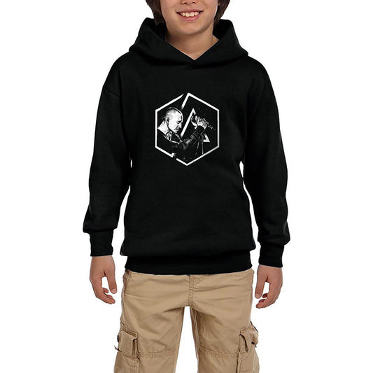 Linkin Park Chester Logo Siyah Çocuk Kapşonlu Sweatshirt