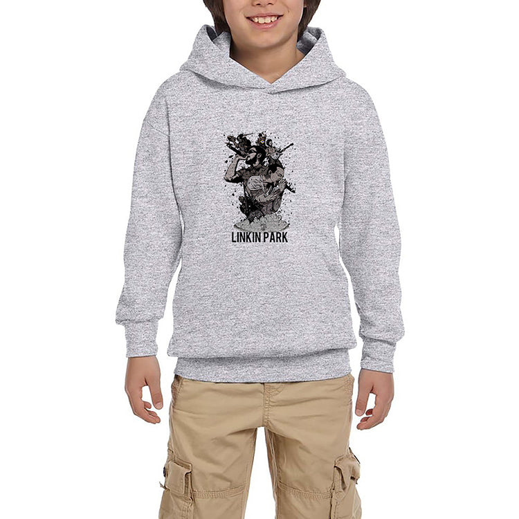 Linkin Park Grup Poster Gri Çocuk Kapşonlu Sweatshirt