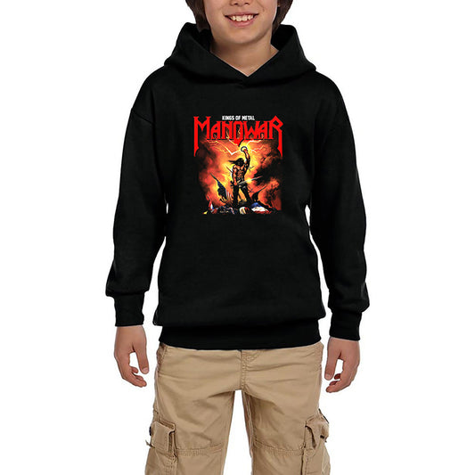 Manowar Kings of Metal Siyah Çocuk Kapşonlu Sweatshirt