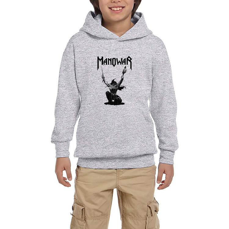 Manowar The Triumph of Steel Gri Çocuk Kapşonlu Sweatshirt
