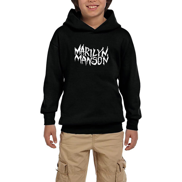 Marilyn Manson Iconic Text Siyah Çocuk Kapşonlu Sweatshirt