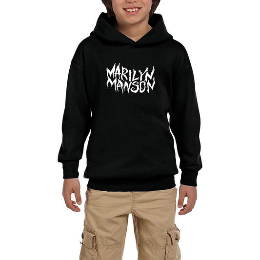Marilyn Manson Iconic Text Siyah Çocuk Kapşonlu Sweatshirt