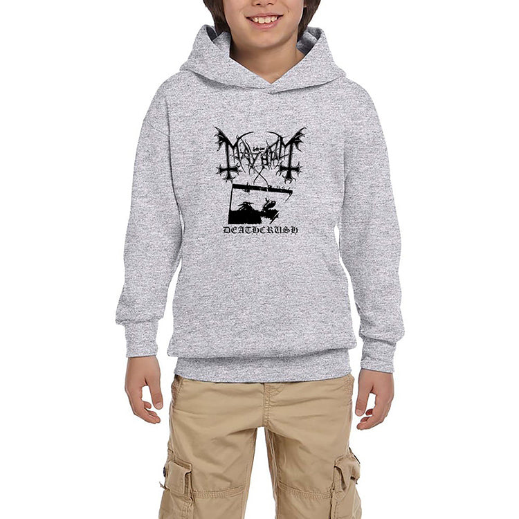 Mayhem Deathcrush Gri Çocuk Kapşonlu Sweatshirt