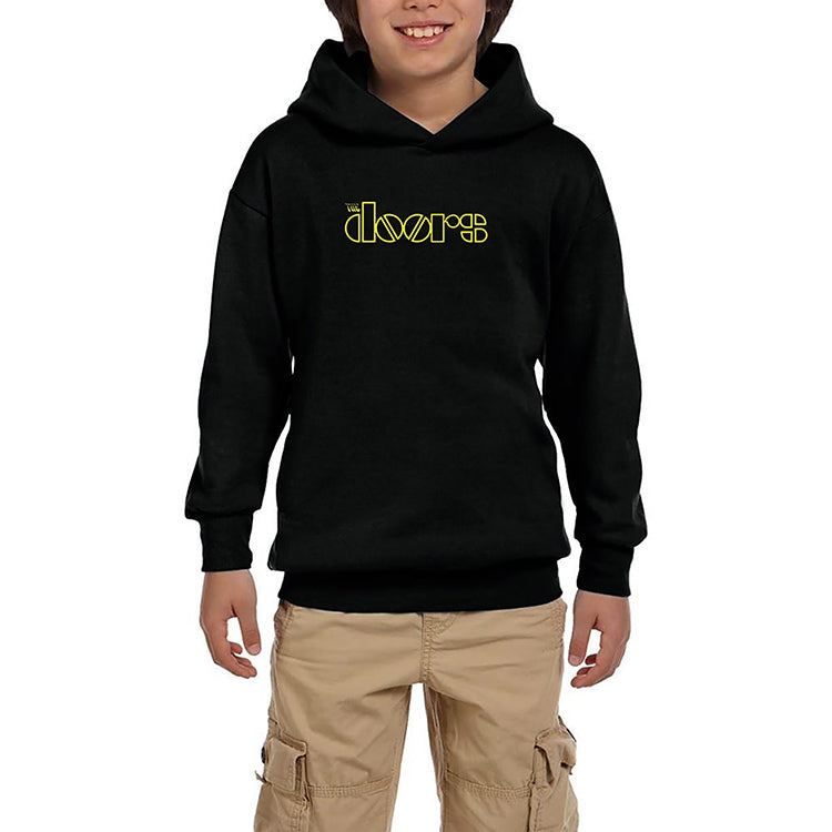 The Doors Logo Yellow Siyah Çocuk Kapşonlu Sweatshirt