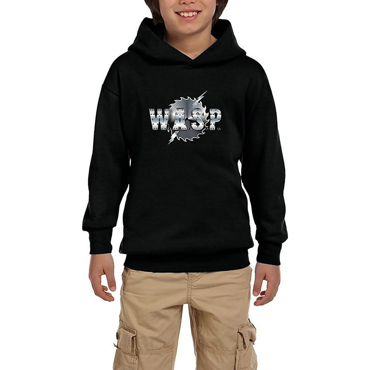 WASP Logo Siyah Çocuk Kapşonlu Sweatshirt