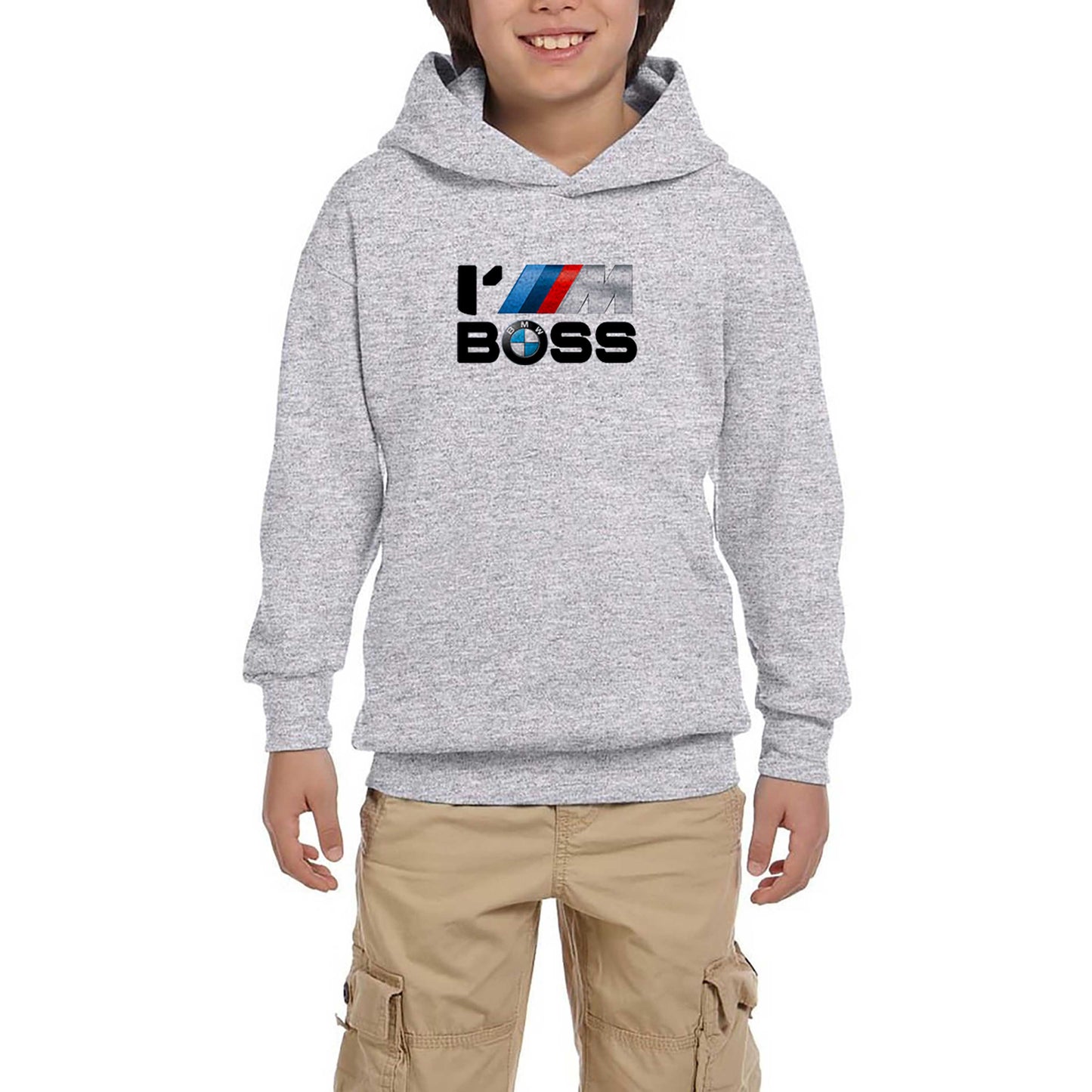 BMW IM BOSS Gri Çocuk Kapşonlu Sweatshirt