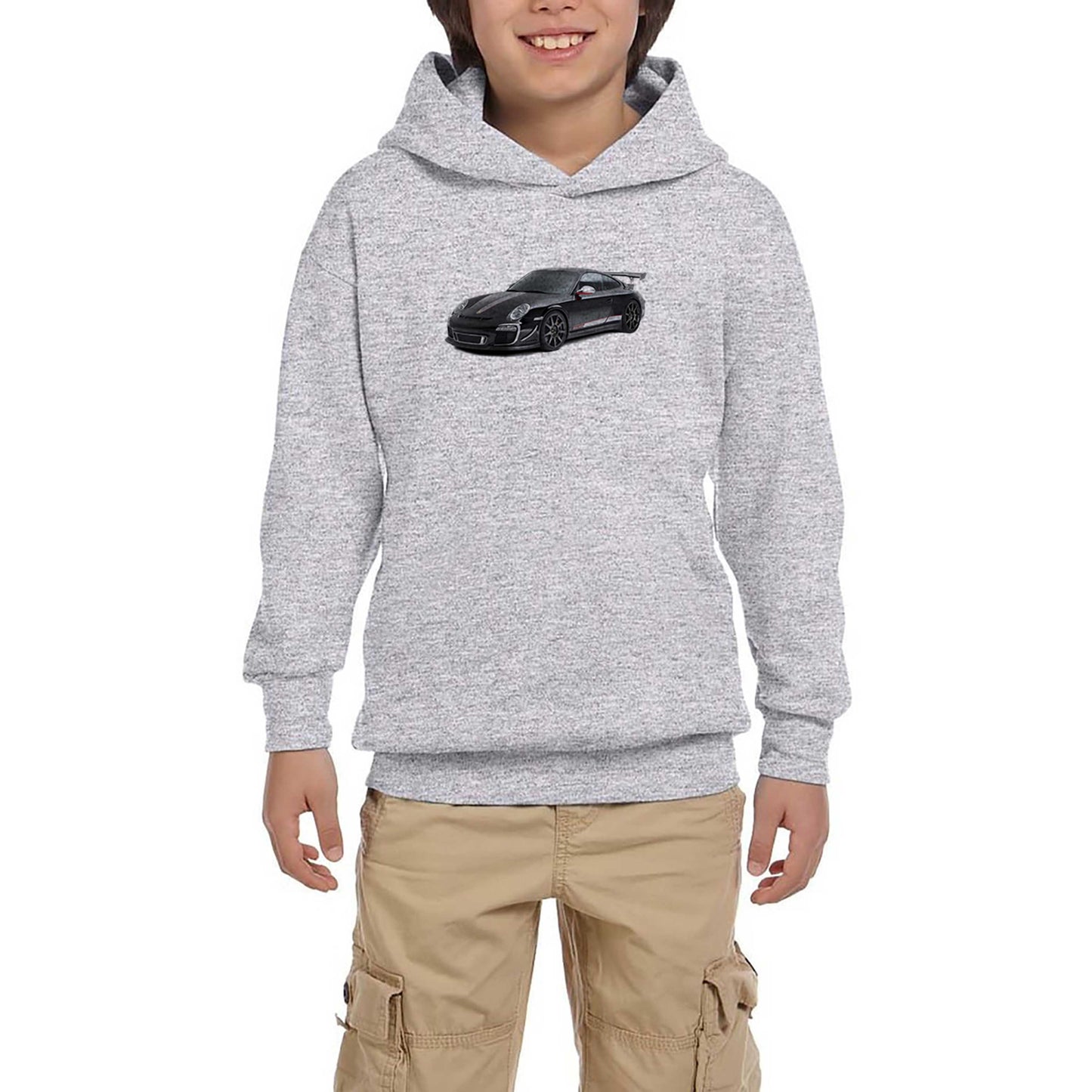 Porsche 911 GT3 Gri Çocuk Kapşonlu Sweatshirt